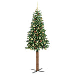 Karcsú karácsonyfa 300 LED-del Zöld 180 cm PVC és tömör fenyőfa 3