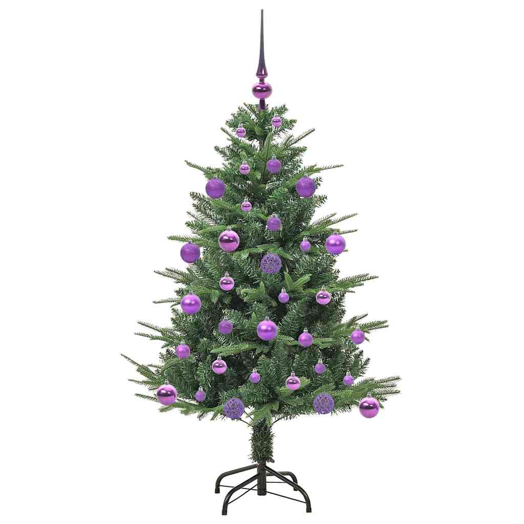 Műfenyő világítással és gömbkészlettel Zöld 120 cm PVC és PE 4