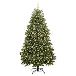 Mű karácsonyfa 210 cm 300 LED Meleg fehér PVC és Acél Zöld 3