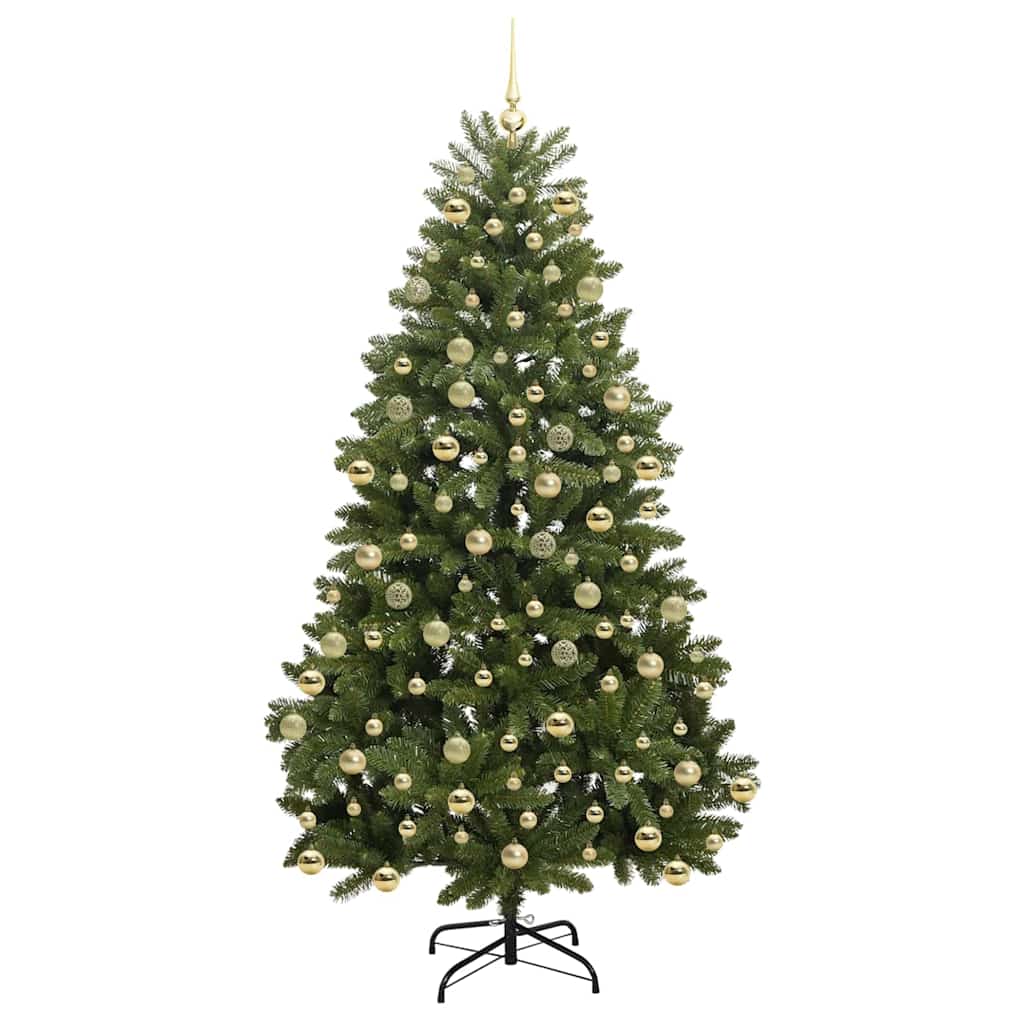 Mű karácsonyfa 210 cm 300 LED Meleg fehér PVC és Acél Zöld 4