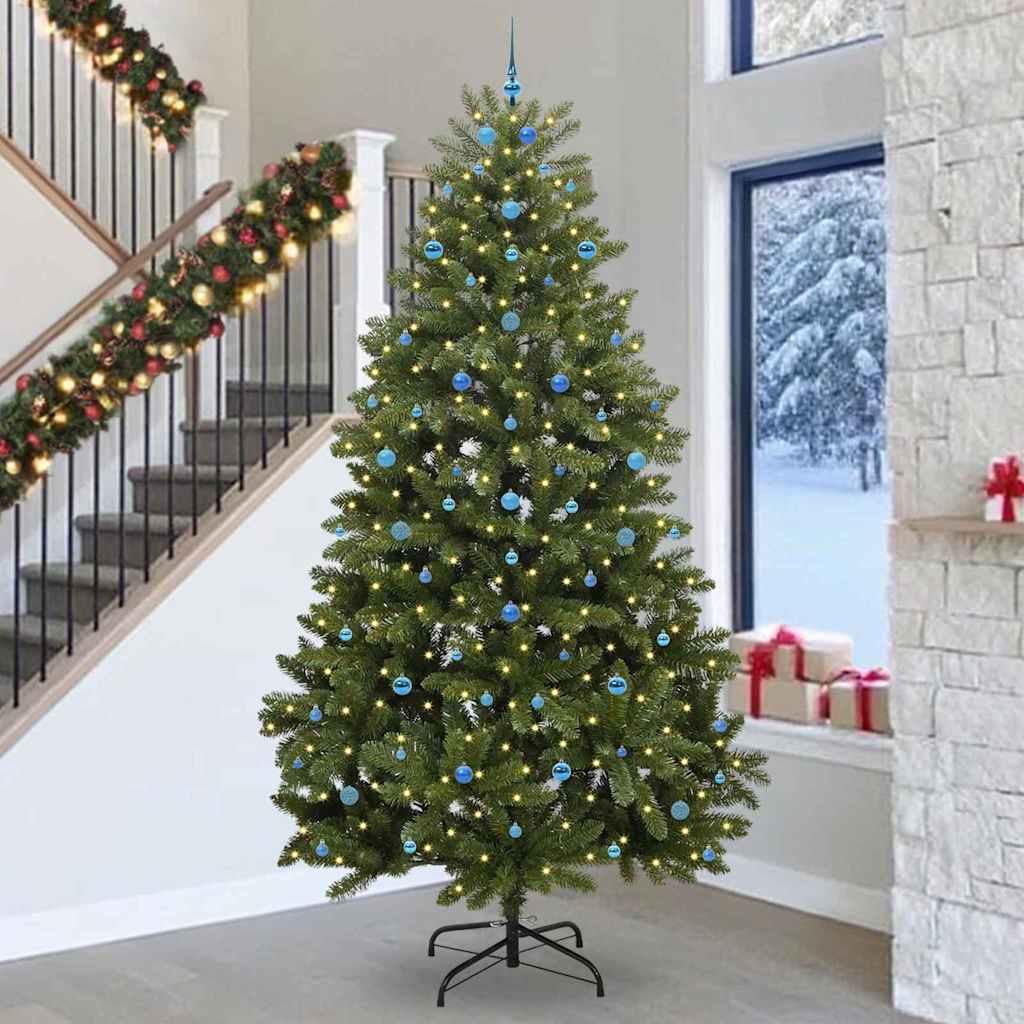 Mű karácsonyfa 300 cm 300 LED Meleg fehér PVC és Acél Zöld
