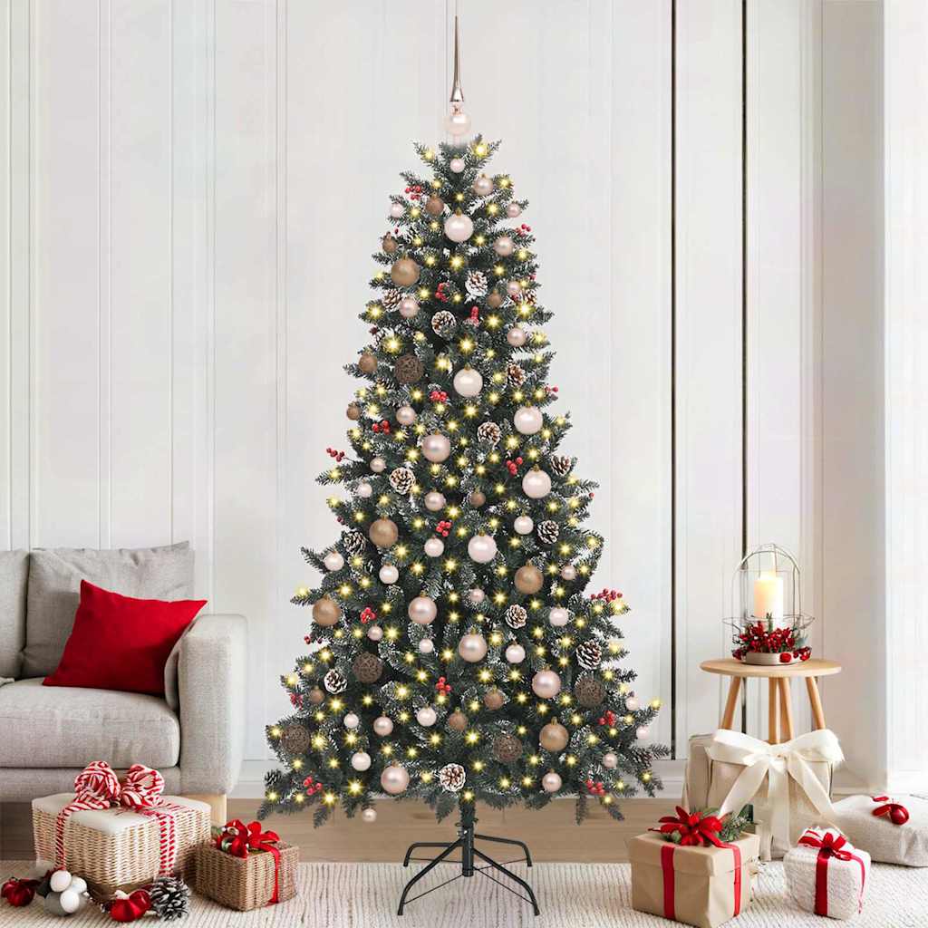 Mű karácsonyfa 300 LED-del Zöld 210 cm PVC és Műanyag és Acél