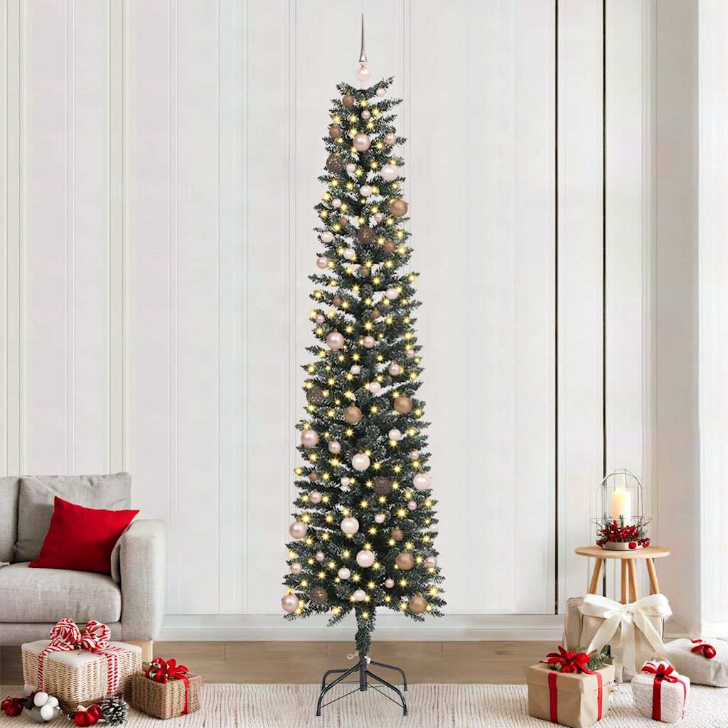 Mű karácsonyfa 300 LED-del Zöld 240 cm PVC és Műanyag és Acél