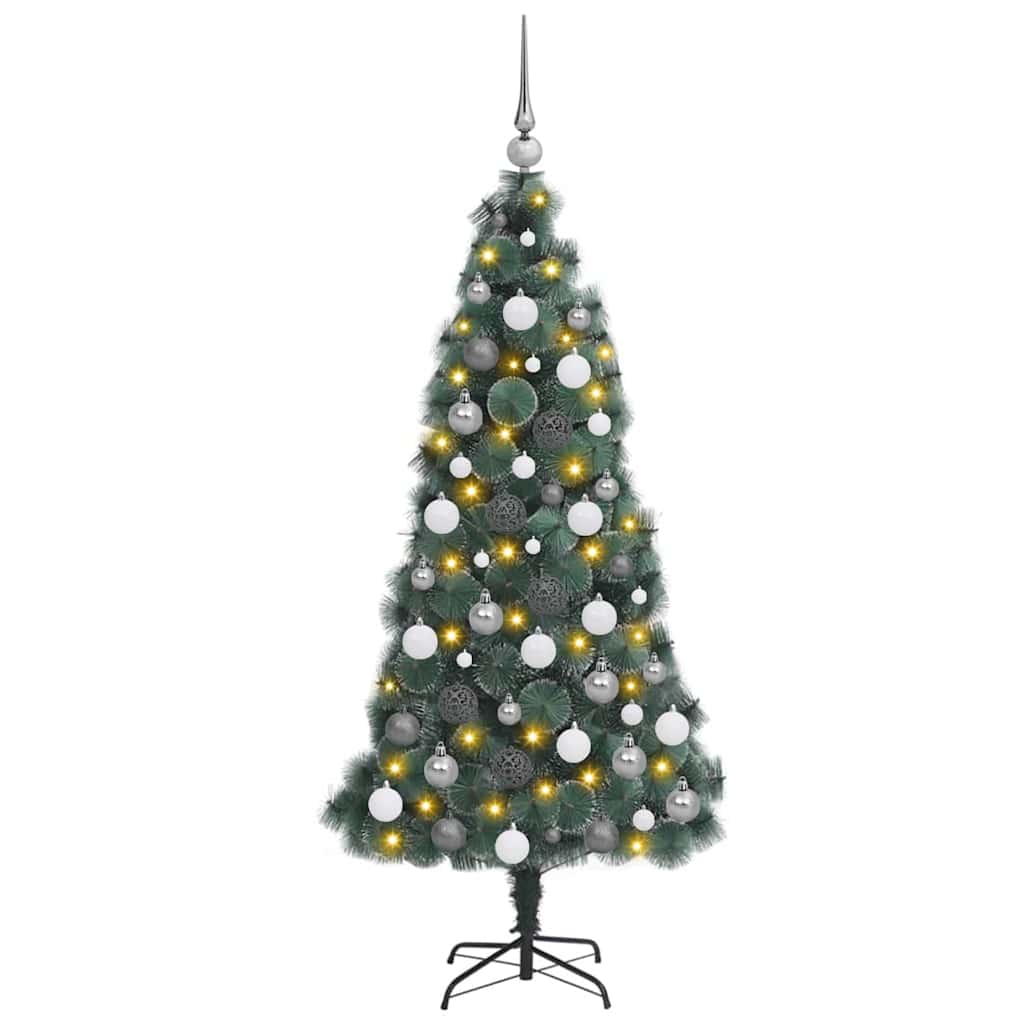 Mesterséges, elővilágított karácsonyfa labdákkal Zöld 120 cm 2