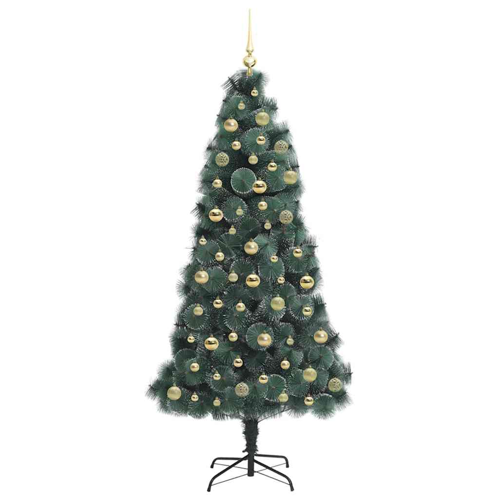 Műfenyő világítással, gömbökkel Zöld 180 cm PET 4