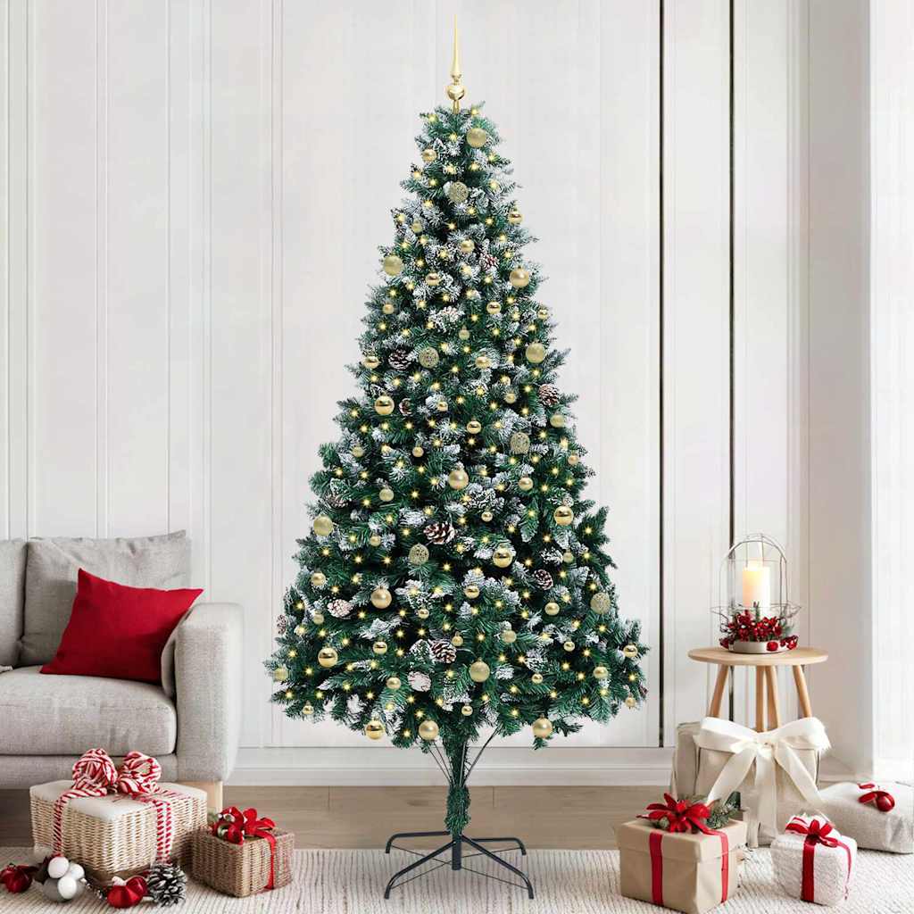 Mű karácsonyfa 300 LED-del Zöld 240 cm PVC és Acél és Műanyag