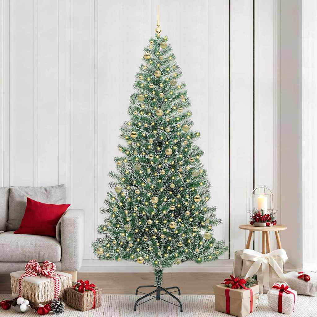 Mű karácsonyi fa hóval borítva LED fényekkel 300 LED-del 240 cm