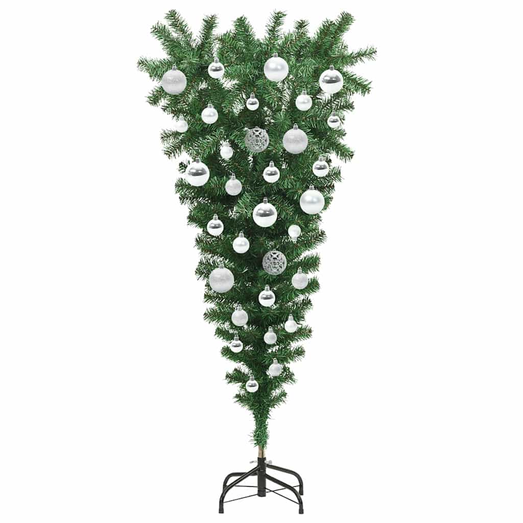Felfordított műfenyő LED világítással és gömb készlettel 120 cm 4