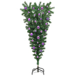 Fejjel lefelé álló mű karácsonyfa gömbökkel Zöld 150 cm PVC 4