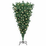 Felfelé álló műfenyő, világítással, gömbökkel Zöld 210 cm PVC 4