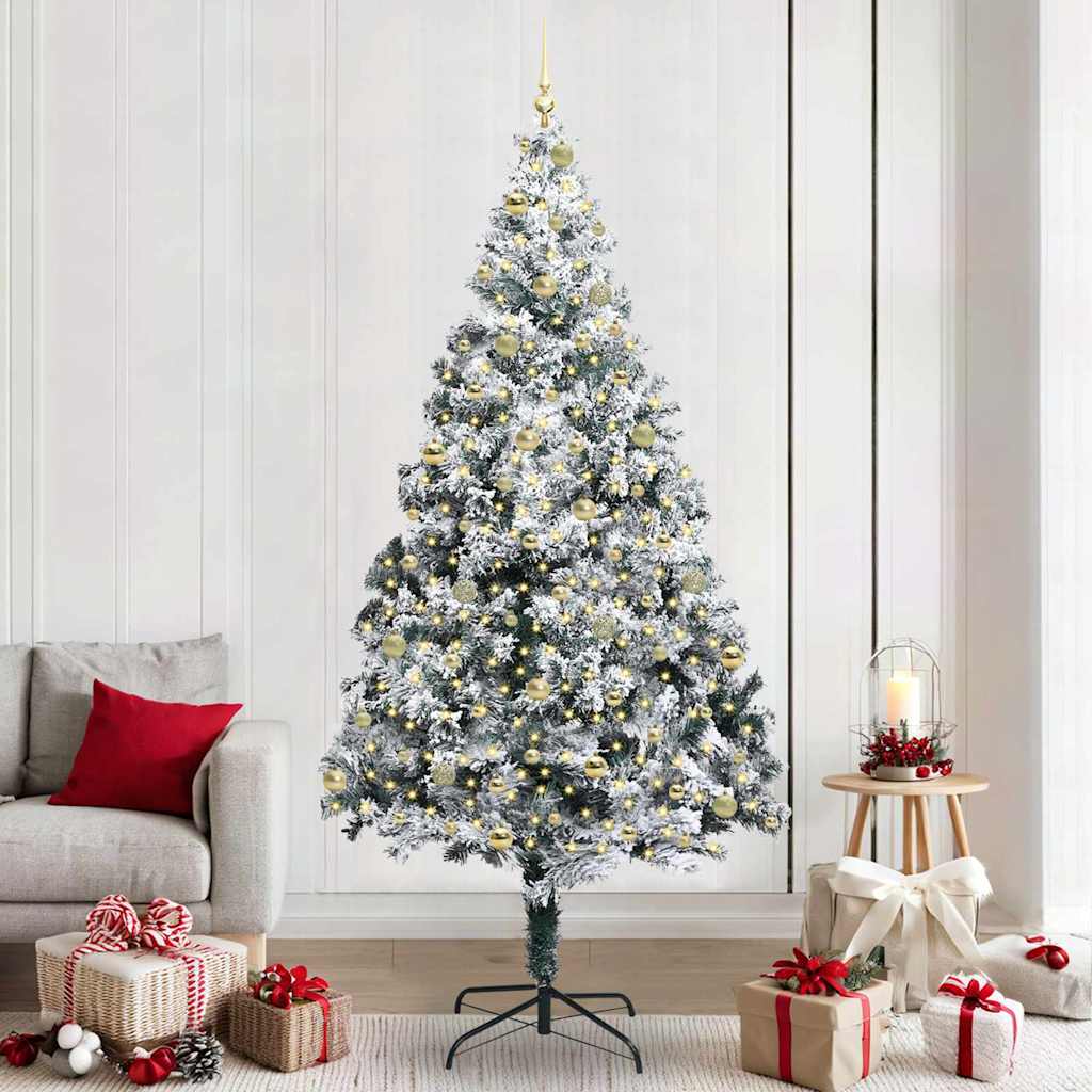 Mű karácsonyfa 300 LED-del Fehér 240 cm PVC és Acél és Műanyag