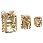 Ajándékdoboz Dekoráció 3 db Meleg fehér 20 x 20 x 20 cm Rattan 4
