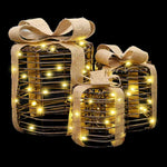 Ajándékdoboz Dekoráció 3 db Meleg fehér 20 x 20 x 20 cm Rattan 5