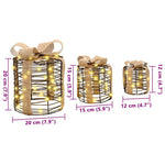 Ajándékdoboz Dekoráció 3 db Meleg fehér 20 x 20 x 20 cm Rattan 9