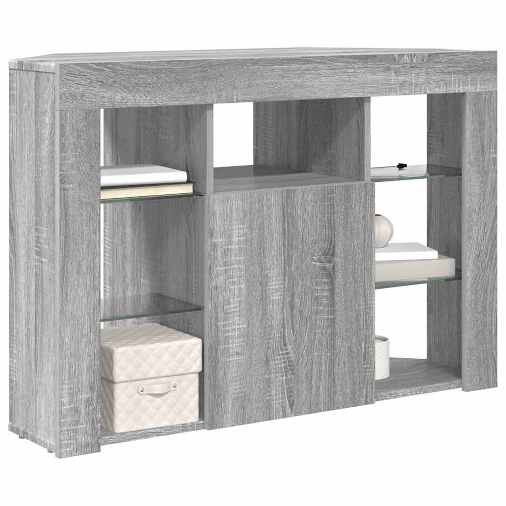 Sarok LED TV szekrény 100x40x68cm Szürke Sonoma Szerelt Fa 3