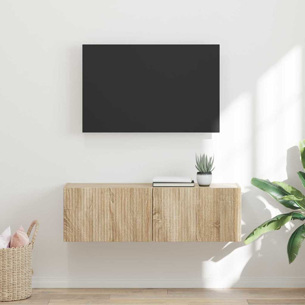 TV Fali Szekrény 98 x 31 x 29,5 cm Sonoma Szerelt Fa