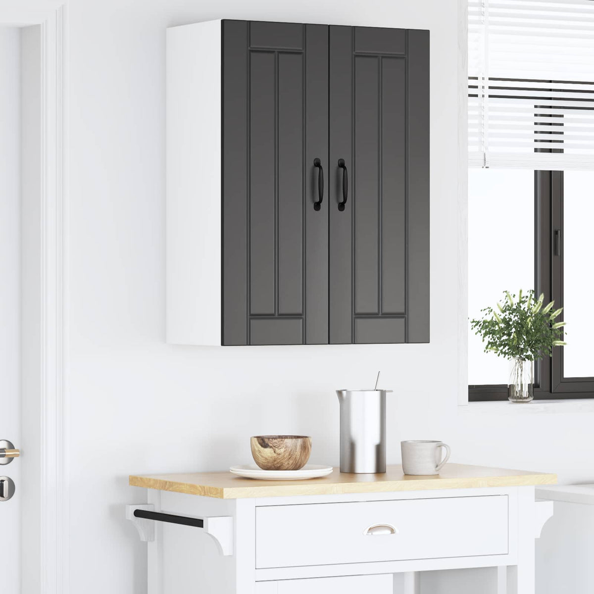 Fali üveges szekrény LUCCA Fekete 60 x 31 x 80 cm Szerelt Fa 4