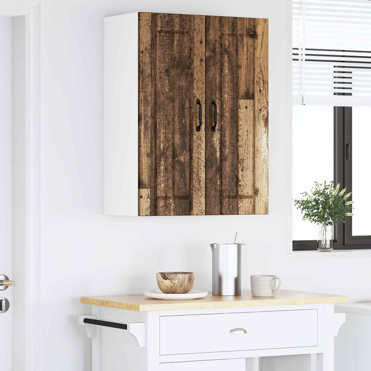 Fali üveges szekrény LUCCA Antik Fa 60 x 31 x 80 cm Szerelt Fa 4