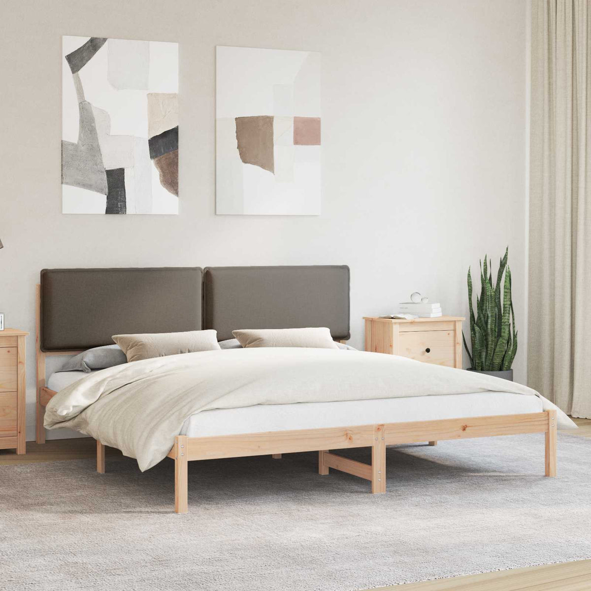 Ágykeret Kárpitozott Fejtámlával Tópszínű 200 x 200 cm