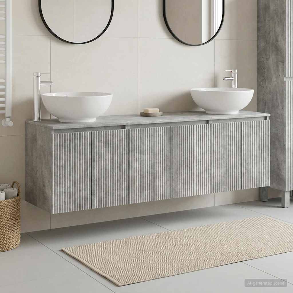 Fürdőszobai Szekrény Szett 3 db Betonszürke 49,5 x 44,5 x 65 cm