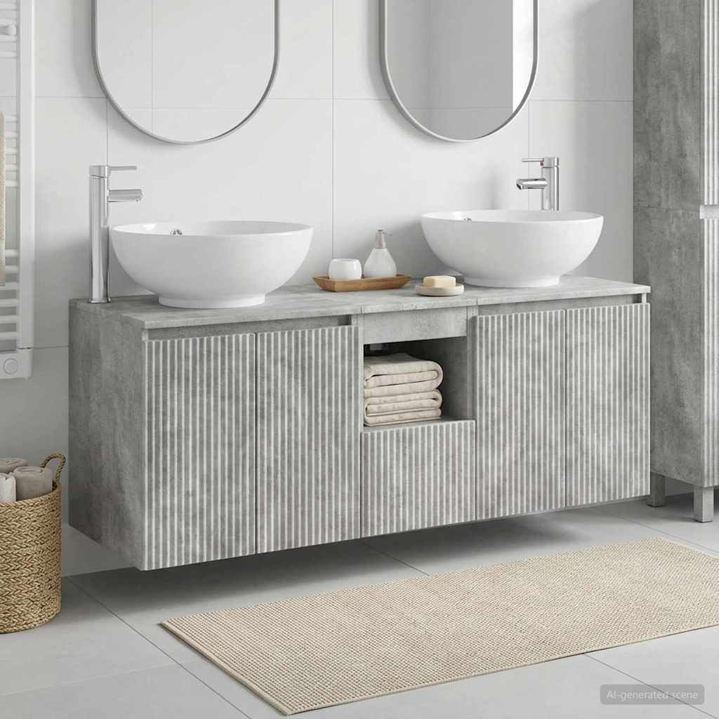 Fürdőszobai Szekrény Szett 3 db Betonszürke 49,5 x 44,5 x 65 cm