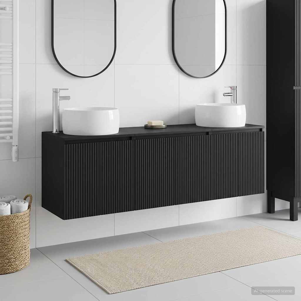 Fürdőszobai Szekrény Szett 3 db Fekete 49,5 x 44,5 x 66 cm