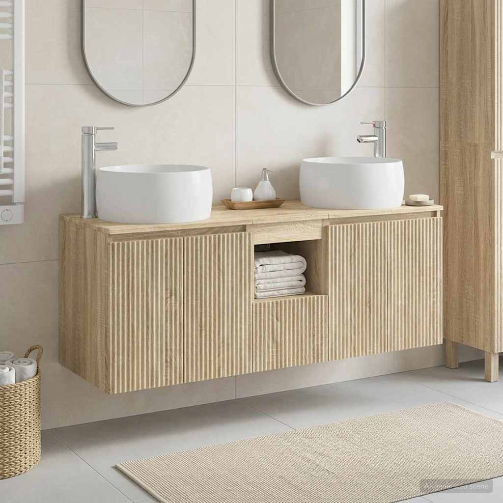 Fürdőszobai Szekrény Szett 3 db Sonoma Tölgy