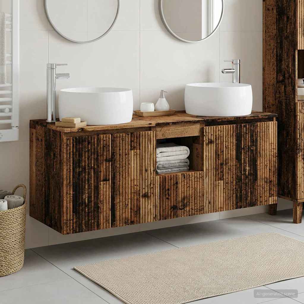 Fürdőszobai Szekrény Szett 3 db Antik Fa 49,5 x 44,5 x 66 cm