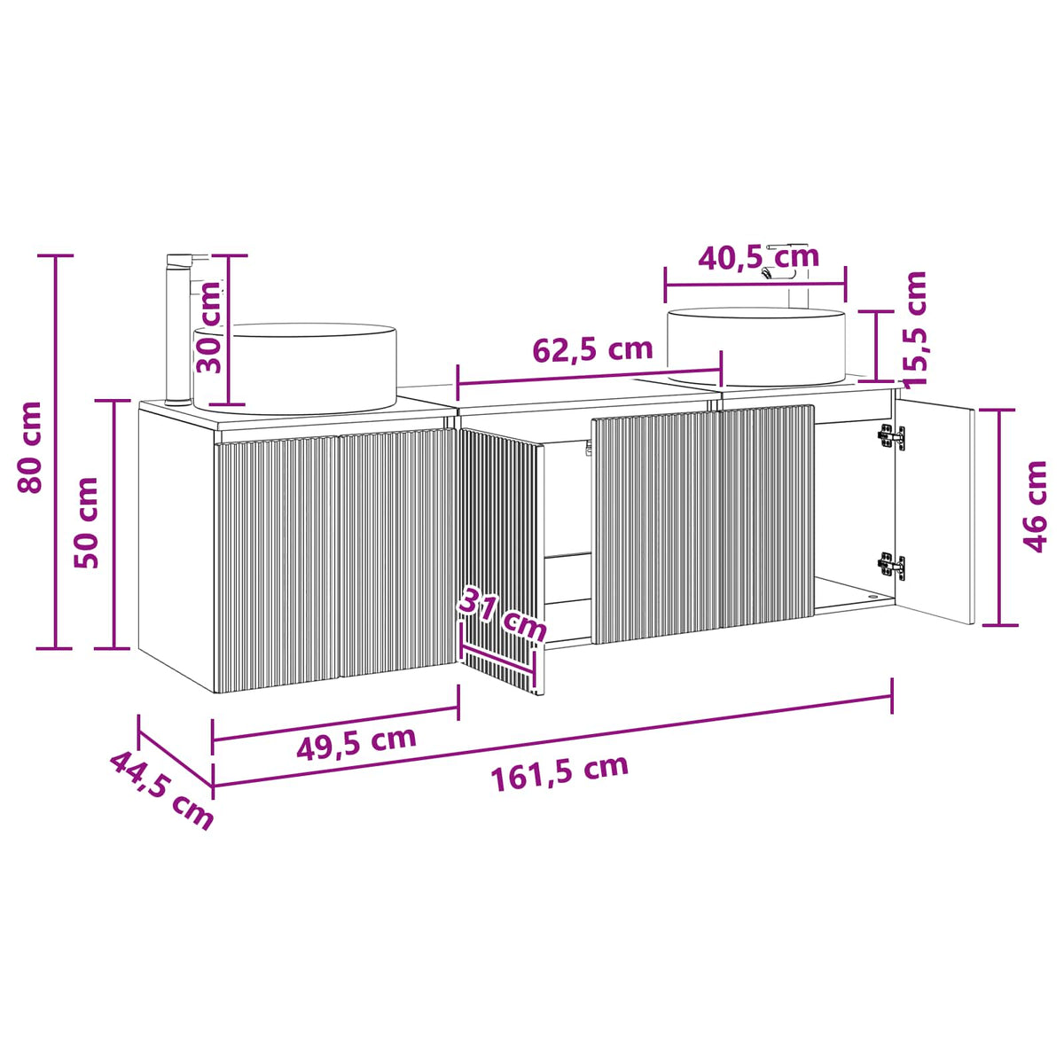 Fürdőszobai Szekrény Szett 3 db Betonszürke 11