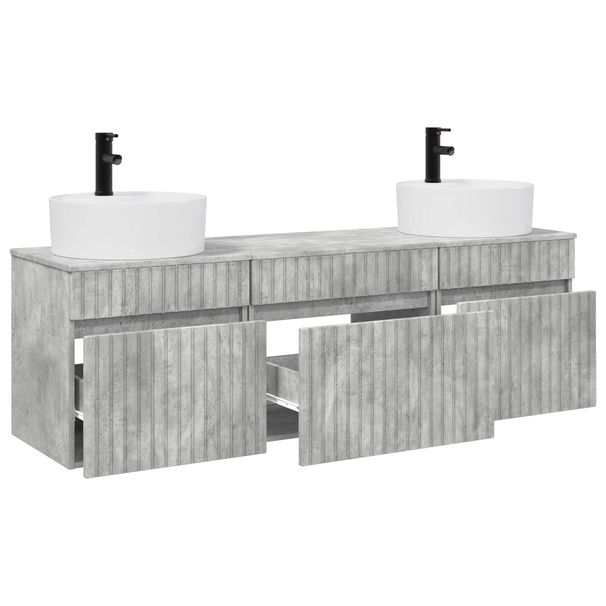 Fürdőszobai Szekrény Szett 3 db Betonszürke 49 x 44,5 x 65 cm 3