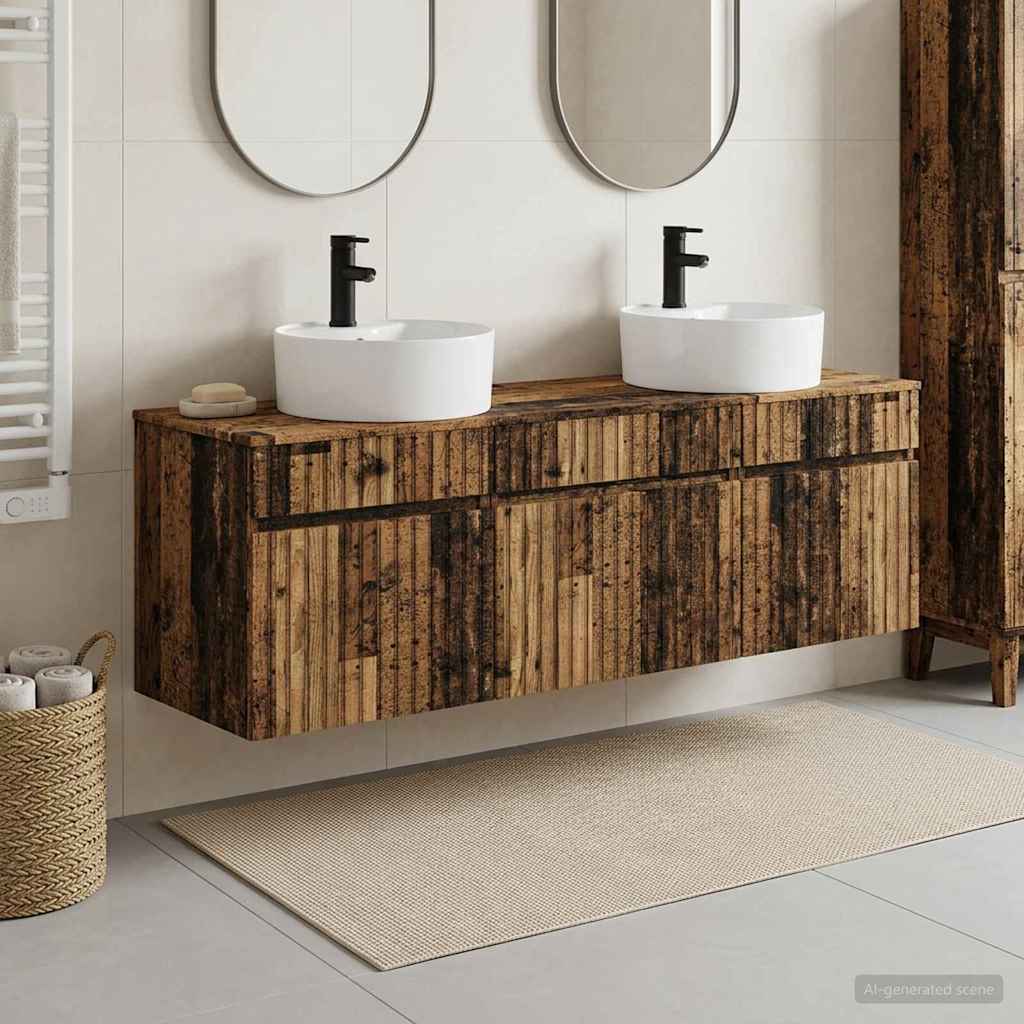 Fürdőszobai Szekrény Szett 3 db Antik Fa 49 x 44,5 x 65 cm