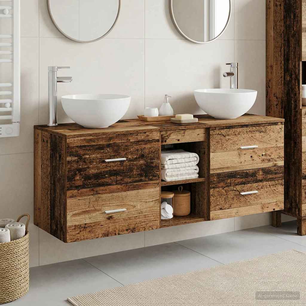 Fürdőszobai Szekrény Szett 3 db Antik Fa 49,5 x 41 x 64,5 cm