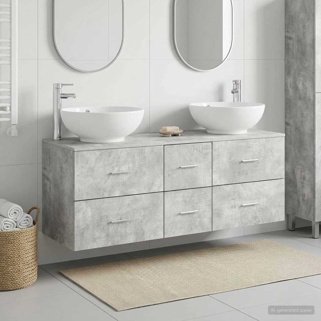 Fürdőszoba bútor szett 3 db Betonszürke 129 x 44,5 x 80 cm