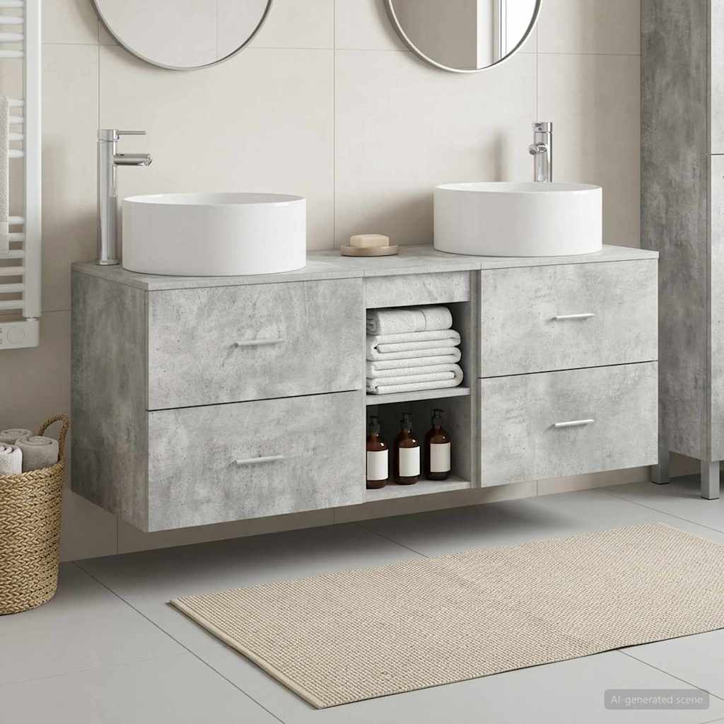 Fürdőszoba bútor szett 3 db Betonszürke 129 x 44,5 x 80 cm