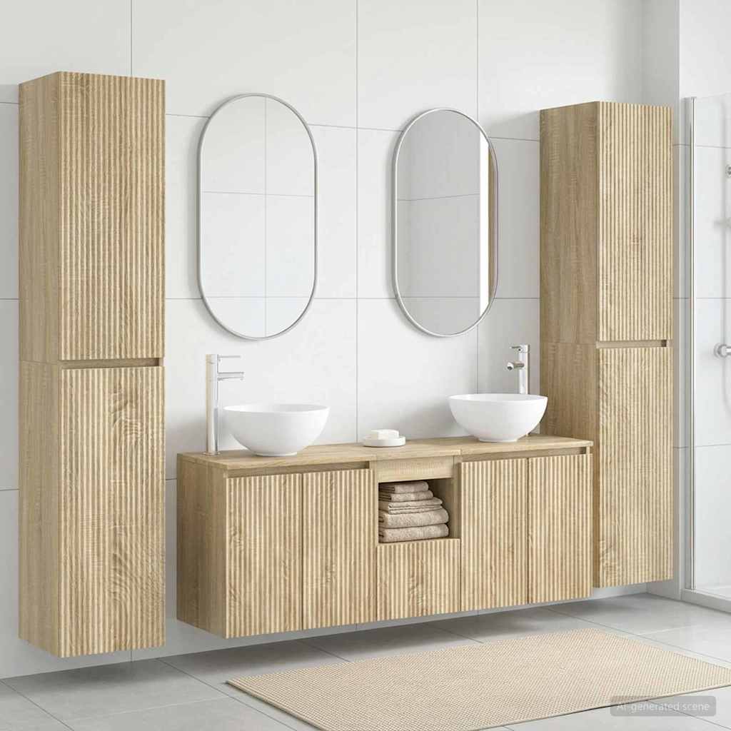 Fürdőszoba bútor szett 5 db Sonoma Tölgy 33 x 34,5 x 160 cm