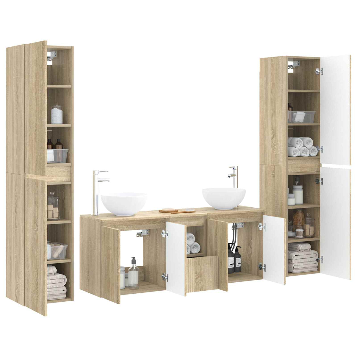 Fürdőszoba bútor szett 5 db Sonoma Tölgy 33 x 34,5 x 160 cm 3