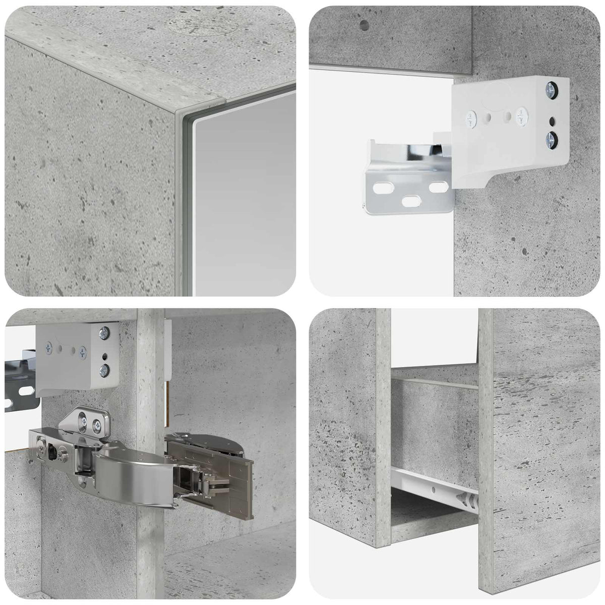Fürdőszoba bútor szett 5 db Betonszürke Szerelt fa és Üveg 9