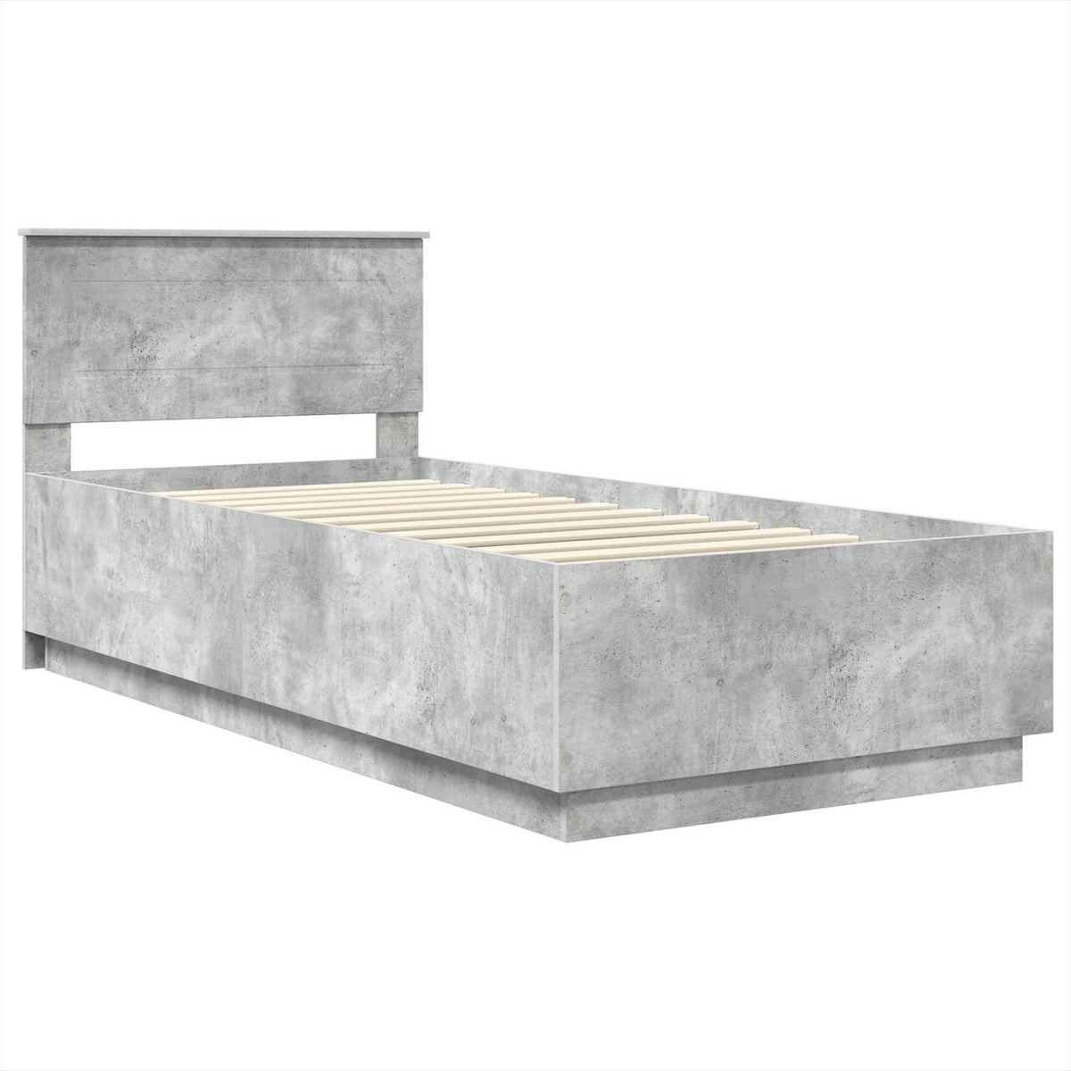 Ágykeret LED szalagokkal Beton Szürke 100 x 200 cm Szerelt Fa 5