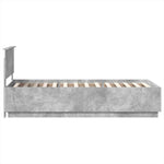 Ágykeret LED szalagokkal Beton Szürke 70 x 190 cm Szerelt Fa 9