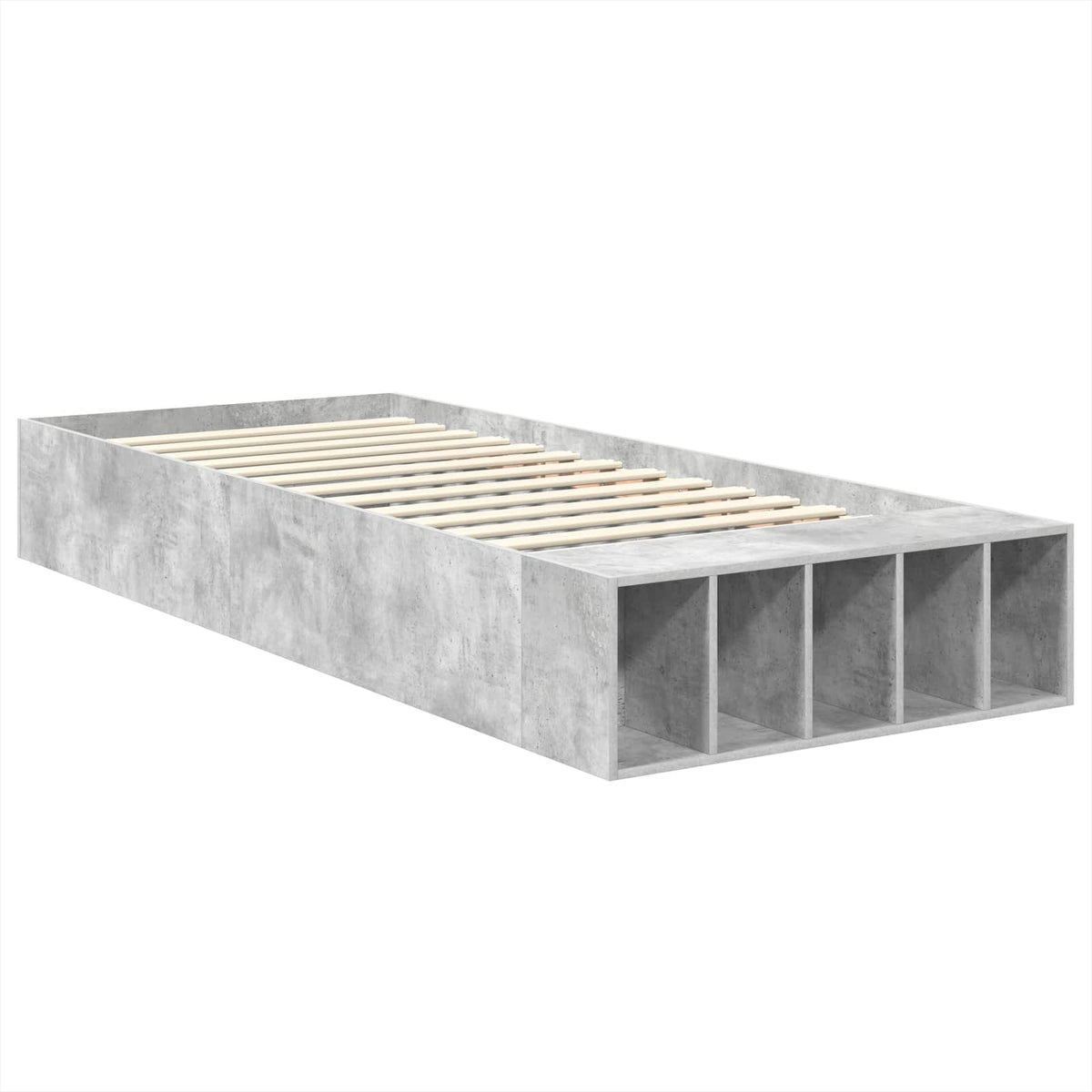 Ágykeret polcokkal Beton Szürke 90 x 200 cm Szerelt Fa 5
