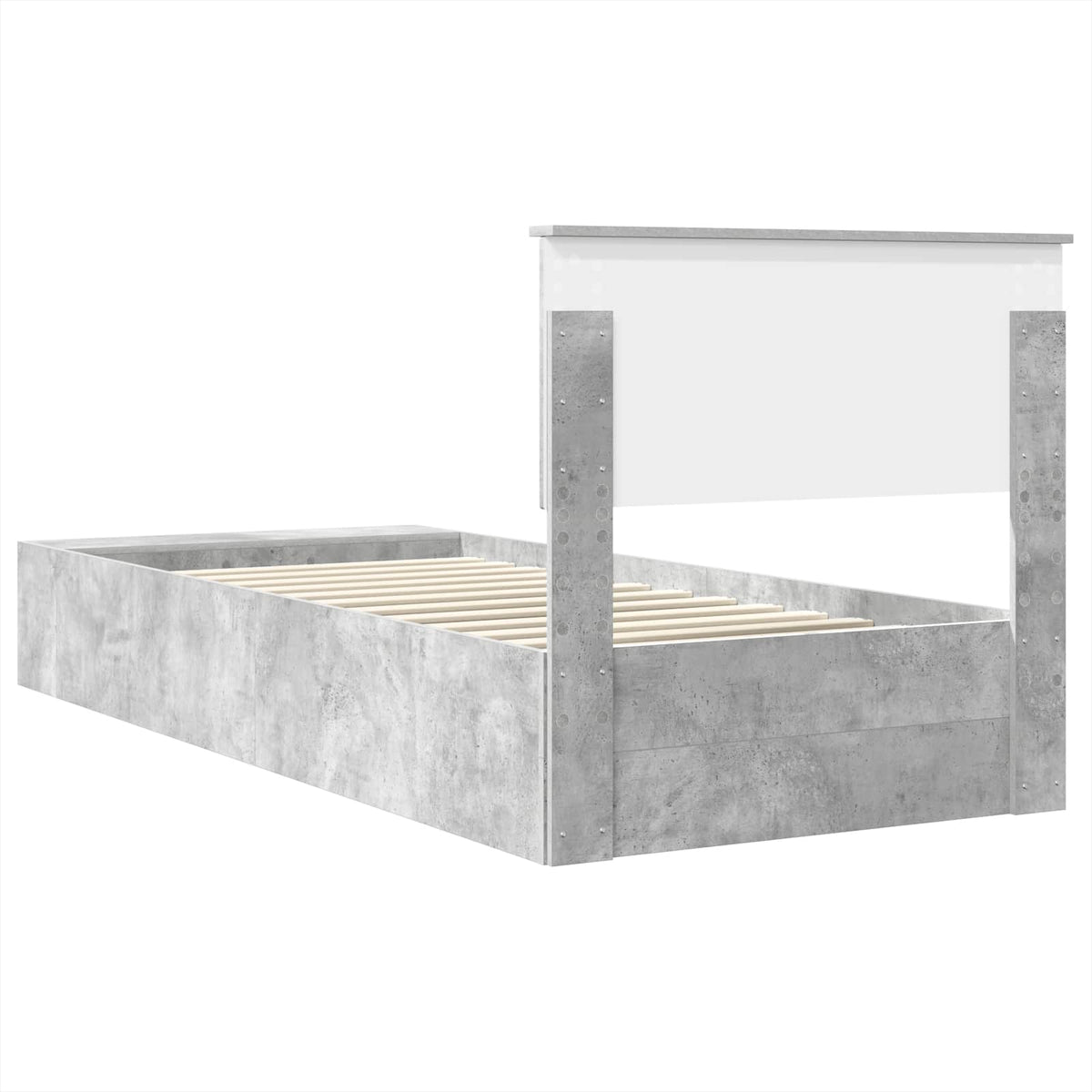 Ágykeret polcokkal Beton Szürke 90 x 200 cm Szerelt Fa 9