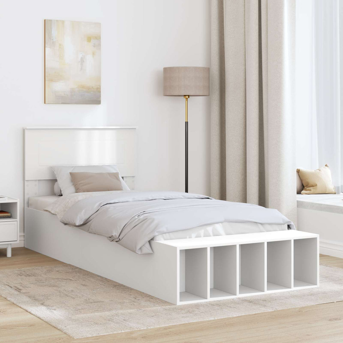 Ágykeret polcokkal fejtámlával Fehér 75 x 190 cm Szerelt Fa 3