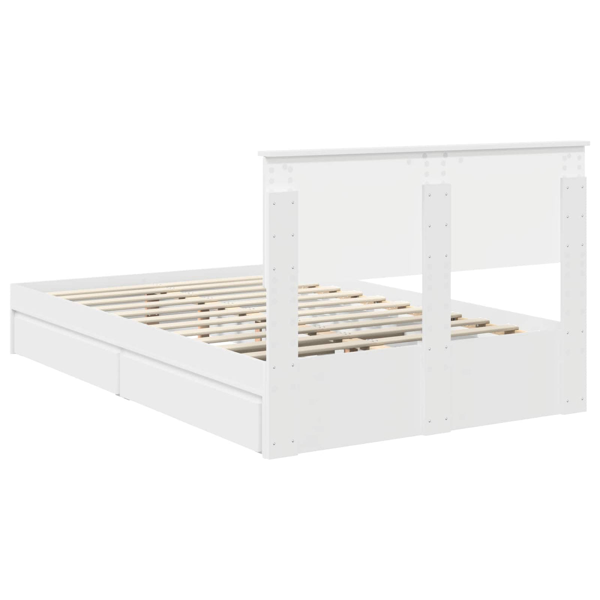 Tárolós Ágy fiókkal fejtámlával Fehér 120 x 190 cm Szerelt Fa 10