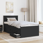 Nappaliágy fiókkal fejtámlával Fekete 75 x 190 cm Szerelt Fa 3