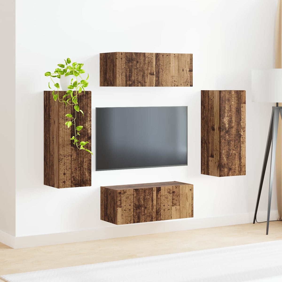 TV falit kabinet szett 4 db Öreg fa Szerelt Fa 4