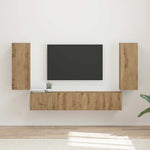 TV falit kabinet szett 4 db Artisan tölgy Szerelt Fa