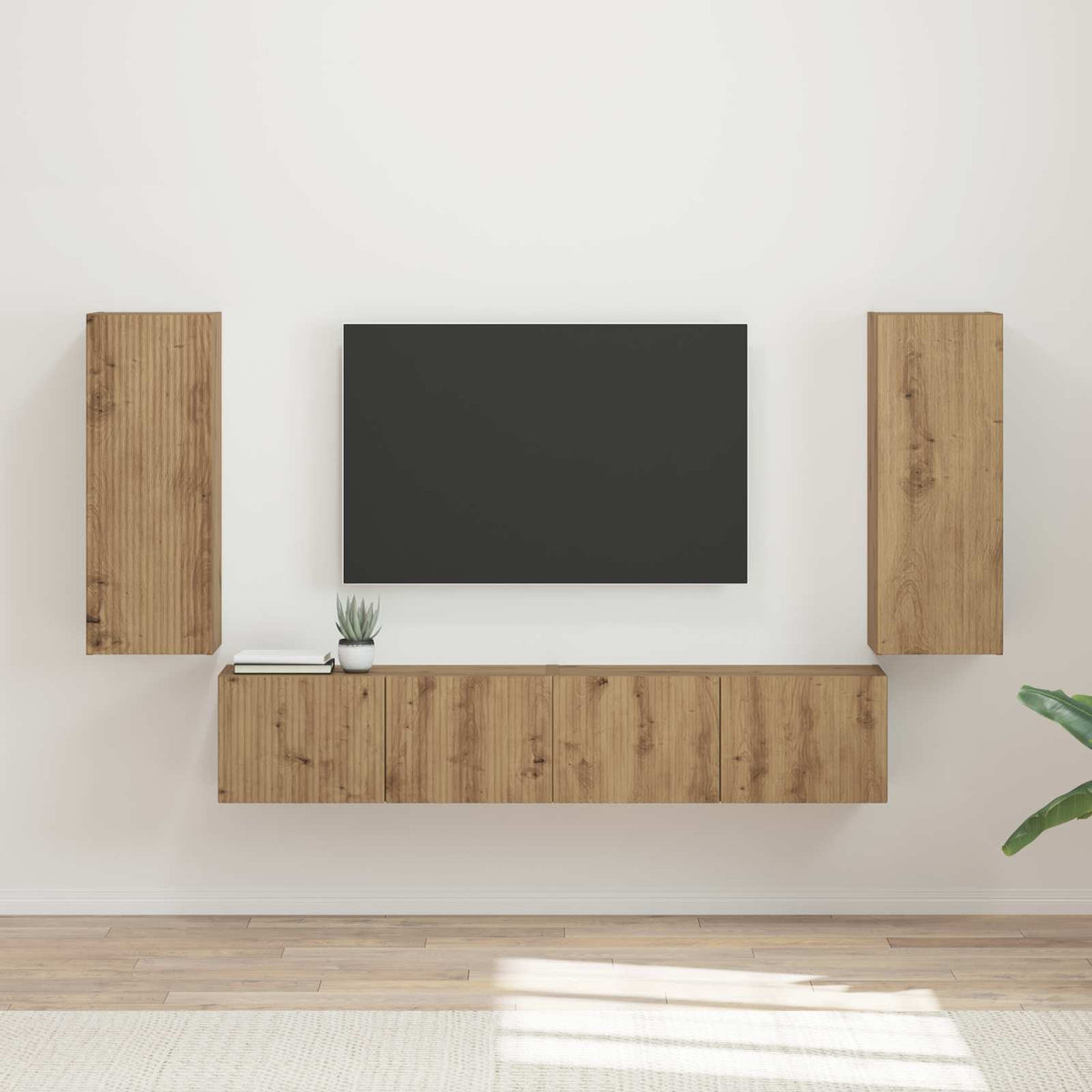 TV falit kabinet szett 4 db Artisan tölgy Szerelt Fa