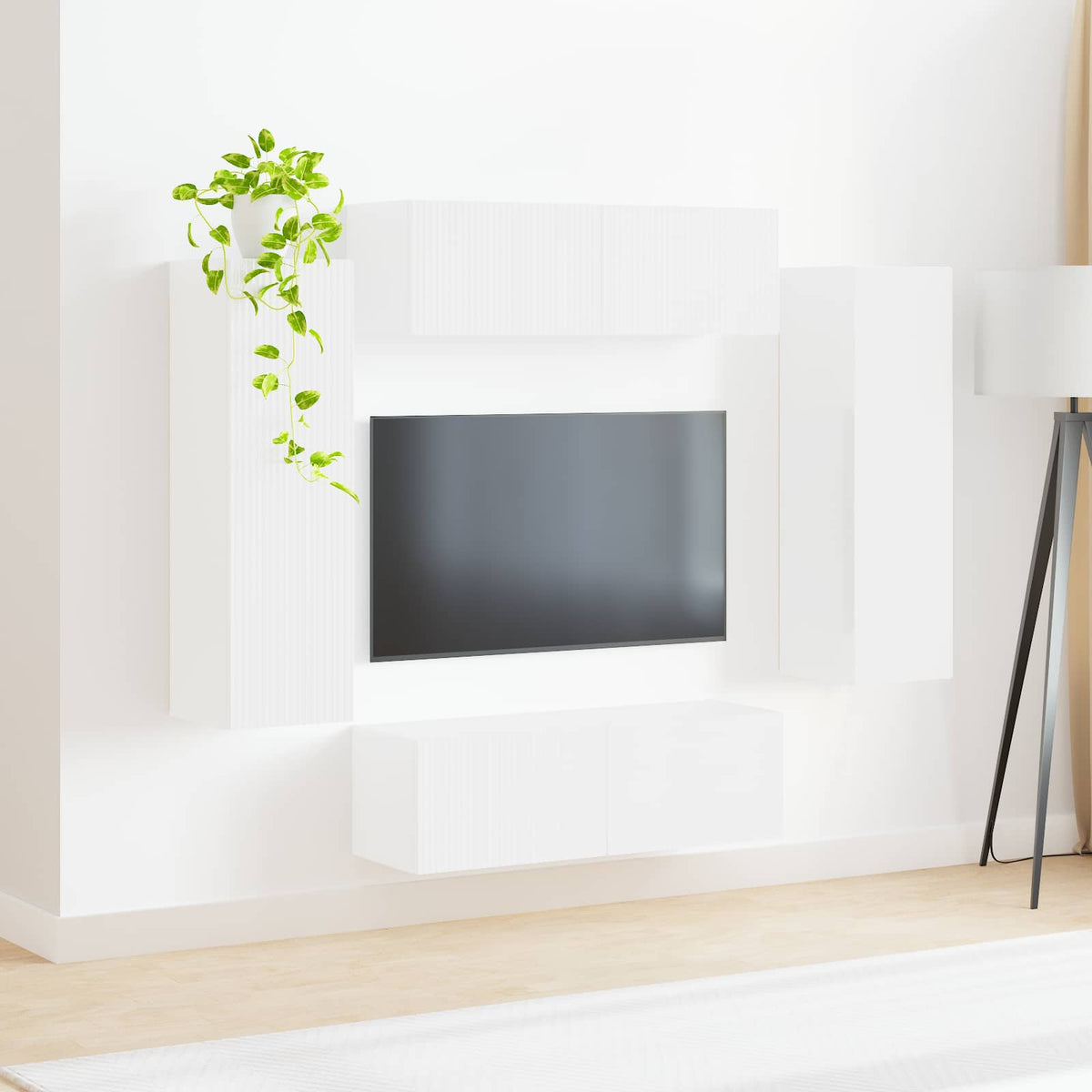 TV falit kabinet szett 4 db Fehér Szerelt Fa 4