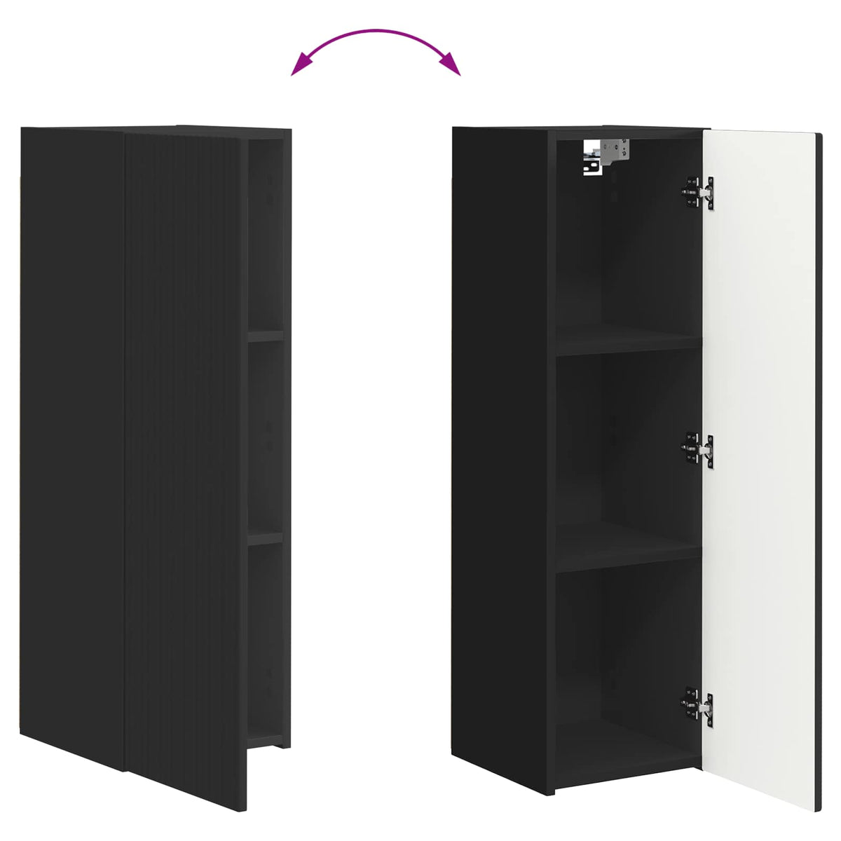 TV falit kabinet szett 4 db Fekete Szerelt Fa 11