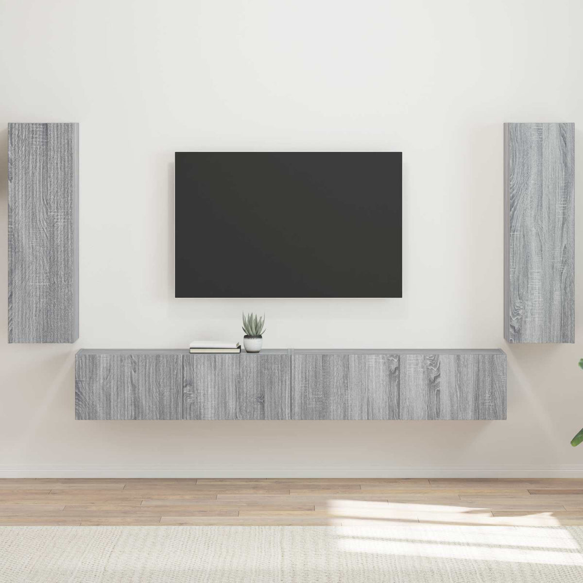TV falit kabinet szett 4 db Szürke Sonoma Szerelt Fa